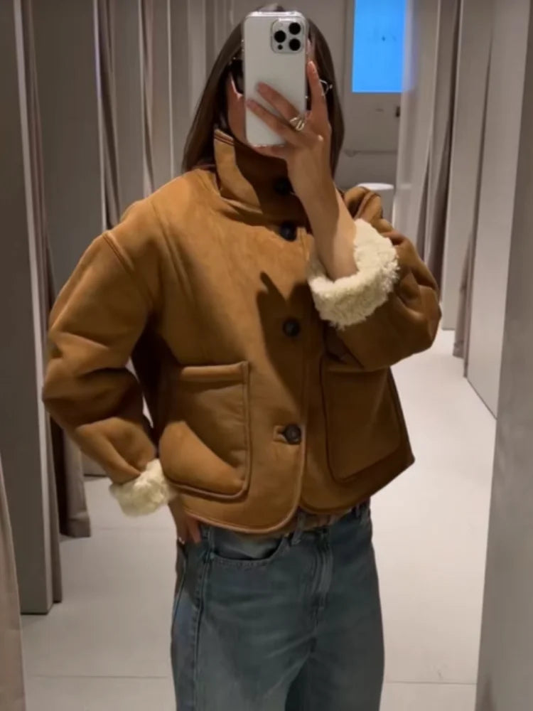 Cynthia Reversible Button Up Winter Jacket