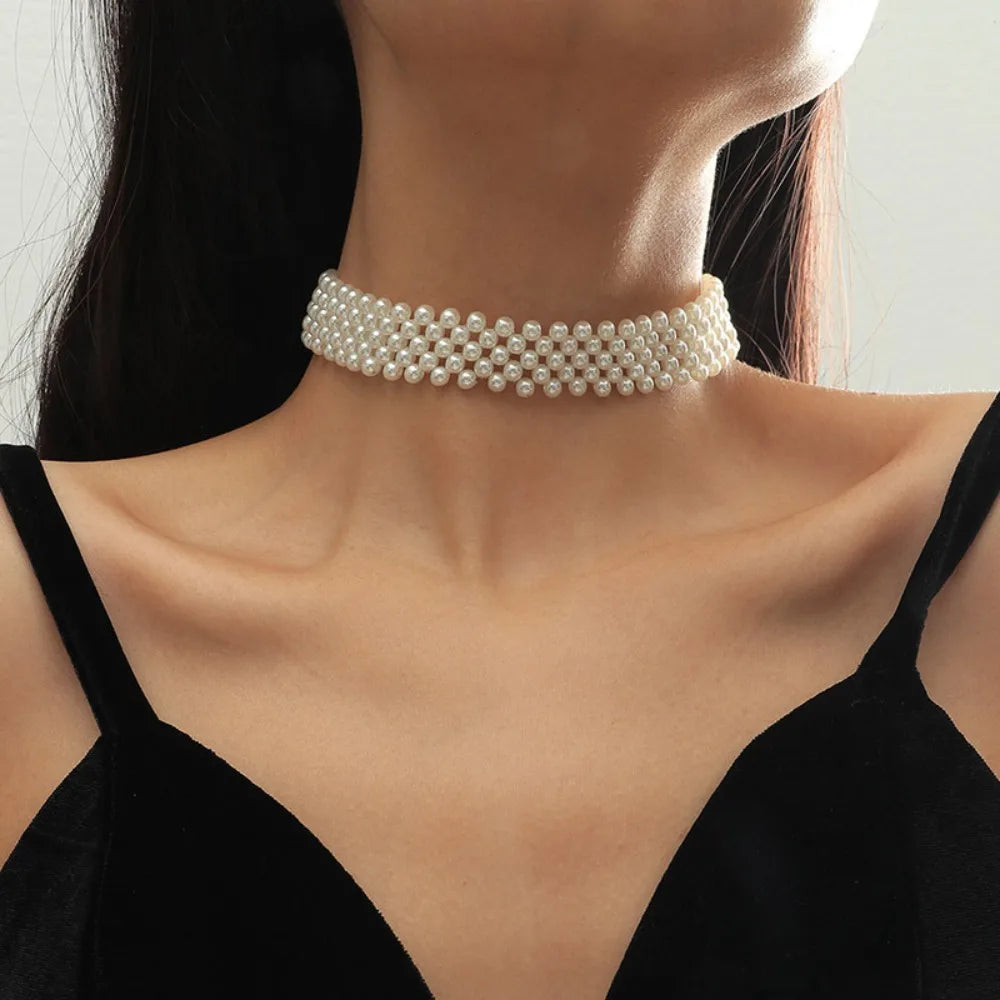 Aria Faux Pearl Choker Necklace